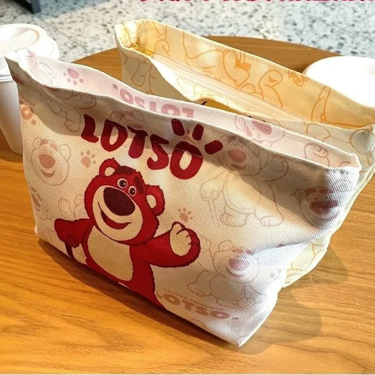 Large Capacity Canvas Makeup Bag – Cute Cartoon Travel Toiletry Organizer Pouch, Portable Cosmetic Storage for Women, Girls & Students